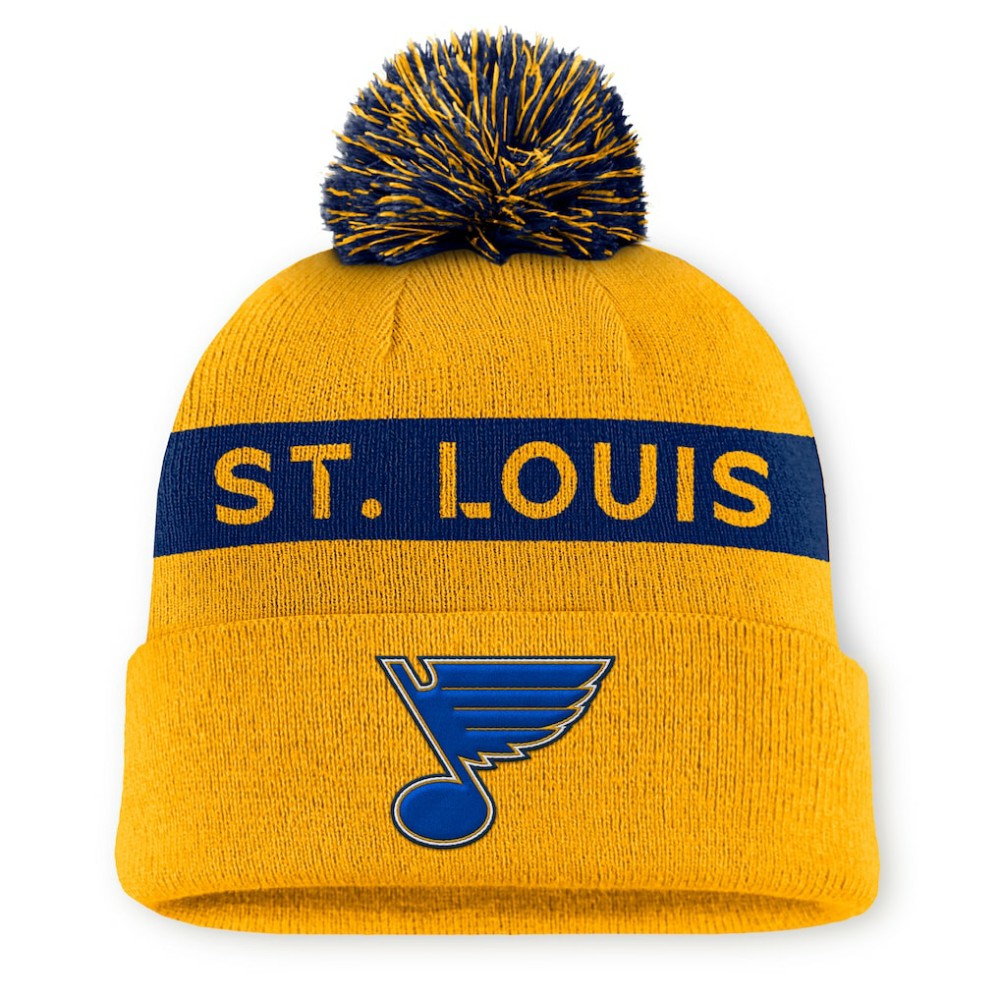 St. Louis Blues Fanatics Women's Authentic Pro Rink Cuffed Knit Hat with Pom
