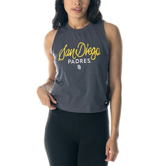 San Diego Padres The Wild Collective Women's Side Knot Tank Top - Charcoal