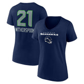 NFL Seattle Seahawks Devon Witherspoon Women's Team Wordmark Player Name & Number V-Neck T-Shirt