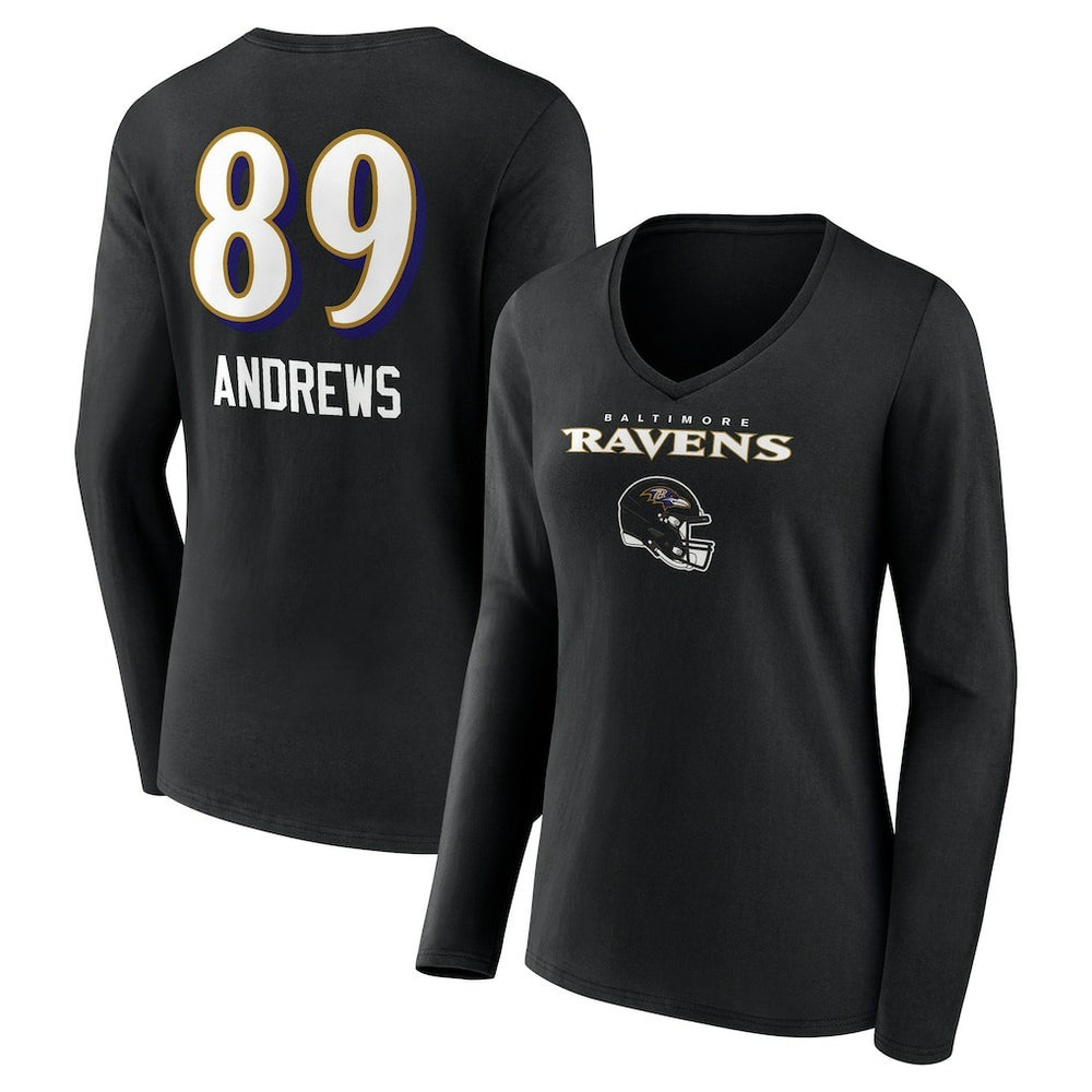 NFL Baltimore Ravens Mark Andrews Women's Team Wordmark Player Name & Number Long Sleeve V-Neck T-Shirt