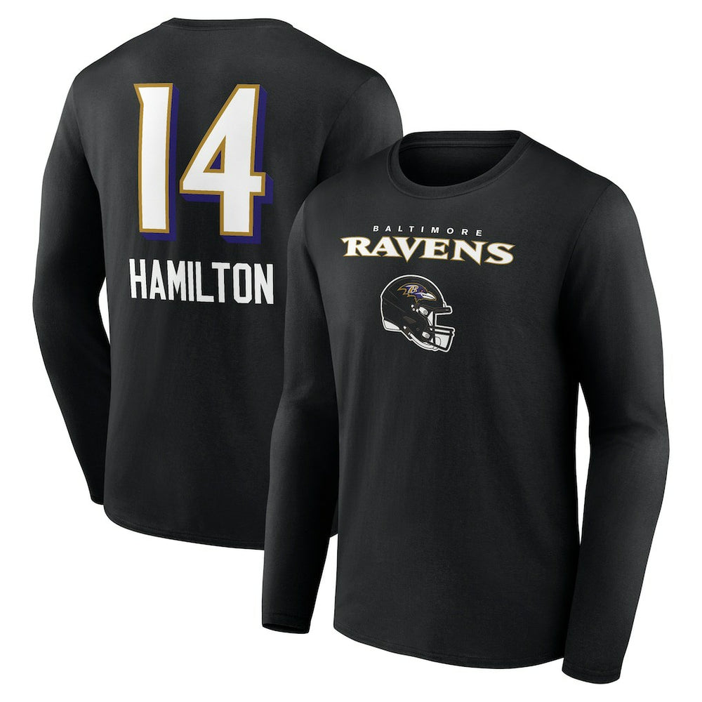 NFL Baltimore Ravens Kyle Hamilton Team Wordmark Player Name & Number Long Sleeve T-Shirt