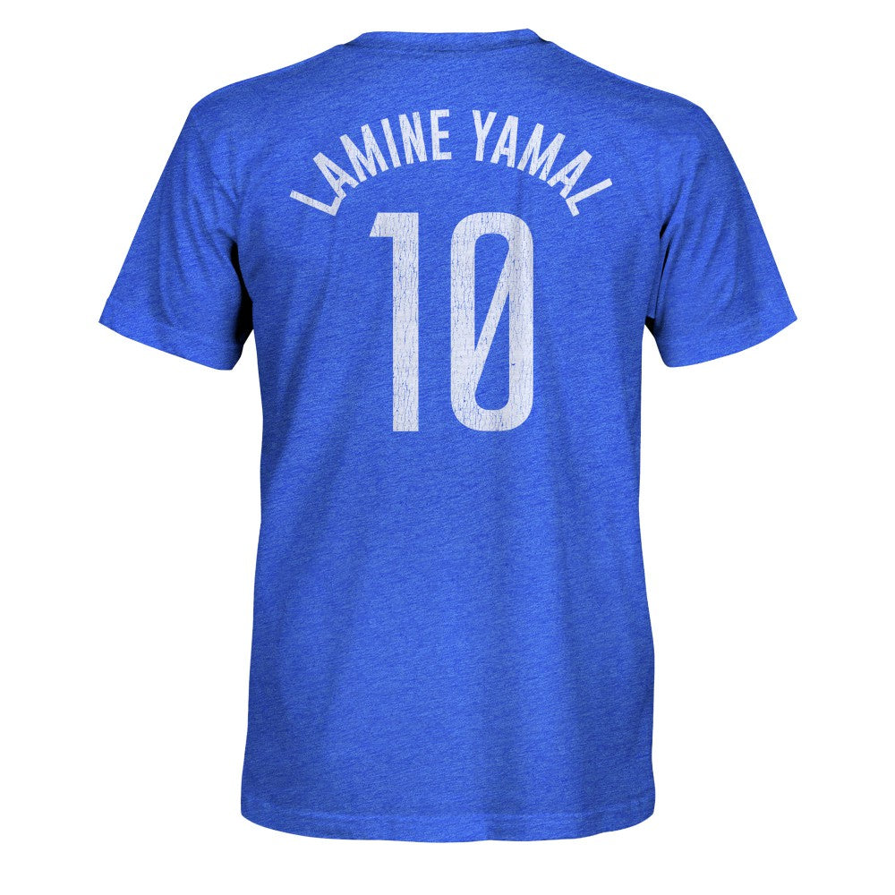 Lamine Yamal Barcelona 1863FC Player Name & Number Twisted Tri-Blend Slub T-Shirt on sale - Heather Royal
