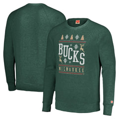 Milwaukee Bucks Homage Unisex Holiday Raglan Pullover Sweatshirt - Hunter Green cheap
