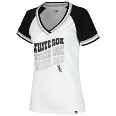 Chicago White Sox Women's Jersey Double Binding Raglan V-Neck T-Shirt - White | New Era