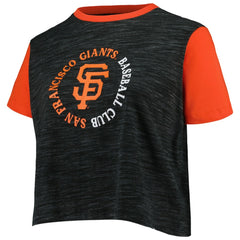 San Francisco Giants Women's Plus Size Crossover Back Cropped T-Shirt - Black | New Era