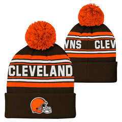 NFL Cleveland Browns Youth Jacquard Cuffed Knit Hat with Pom