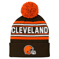 NFL Cleveland Browns Youth Jacquard Cuffed Knit Hat with Pom