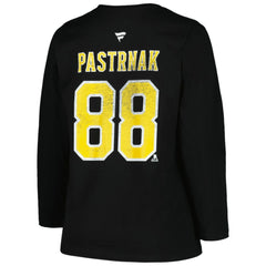 Boston Bruins Profile Women's Plus Size Distressed Printed Name & Number Long Sleeve T-Shirt