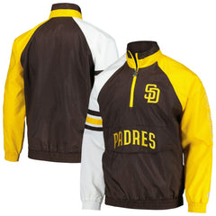 San Diego Padres Starter Elite Raglan Half-Zip Jacket - Brown/Gold