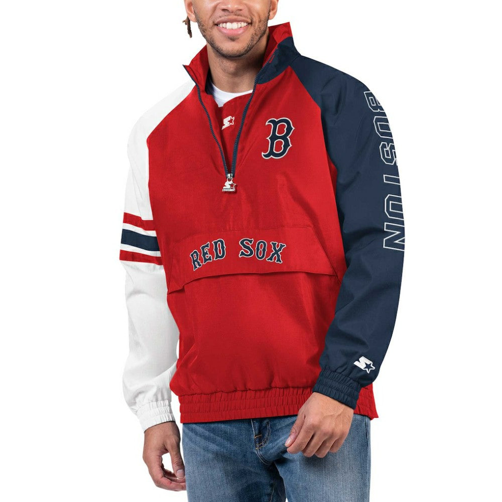 Boston Red Sox Starter Elite Raglan Half-Zip Jacket - Red/Navy