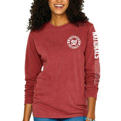 Washington Nationals Soft as a Grape Women's Pigment-Dyed Long Sleeve T-Shirt - Red