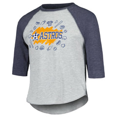 Houston Astros Soft as a Grape Youth Raglan 3/4 Sleeve T-Shirt - Heather Gray