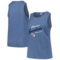 Cleveland Guardians Soft as a Grape Women's Plus Size Curvy High Neck Tri-Blend Tank Top - Navy