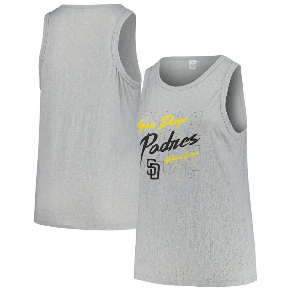 San Diego Padres Soft as a Grape Women's Plus Size Curvy High Neck Tri-Blend Tank Top - Steel