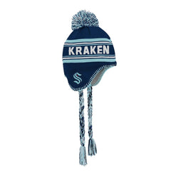 Seattle Kraken Youth Jacquard Tassel Knit Hat with Pom