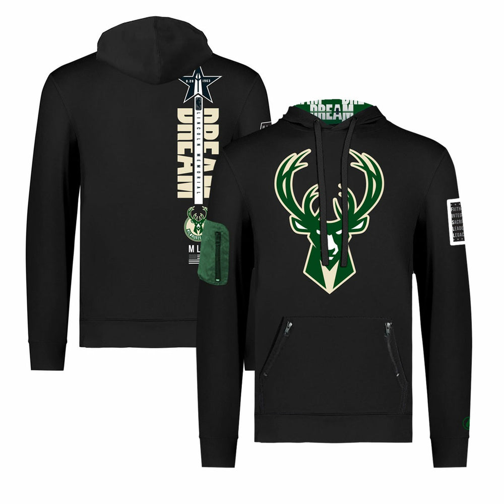 Milwaukee Bucks FISLL x Black History Collection Unisex Pullover Hoodie - Black outlet