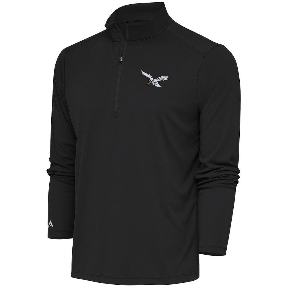 NFL Philadelphia Eagles Antigua Throwback Logo Tribute Quarter-Zip Pullover Top