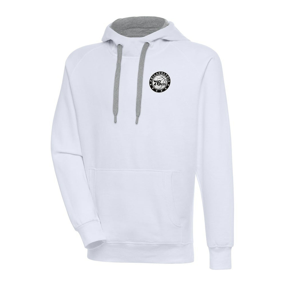 Philadelphia 76ers Antigua Metallic Logo Victory Pullover Hoodie - White cheap