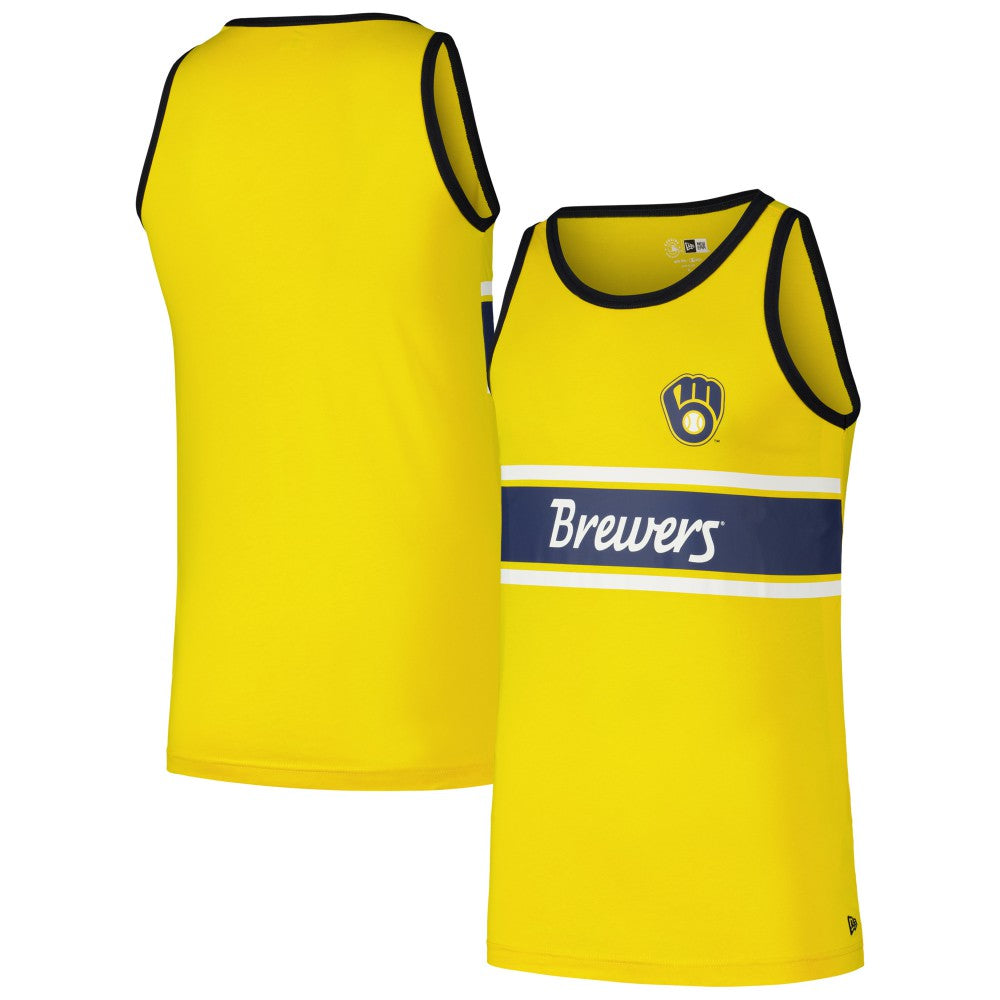 Milwaukee Brewers Jersey Ringer Tank Top - Gold | New Era