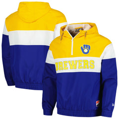Milwaukee Brewers Ripstop Raglan Quarter-Zip Hoodie Windbreaker Jacket - Royal | New Era