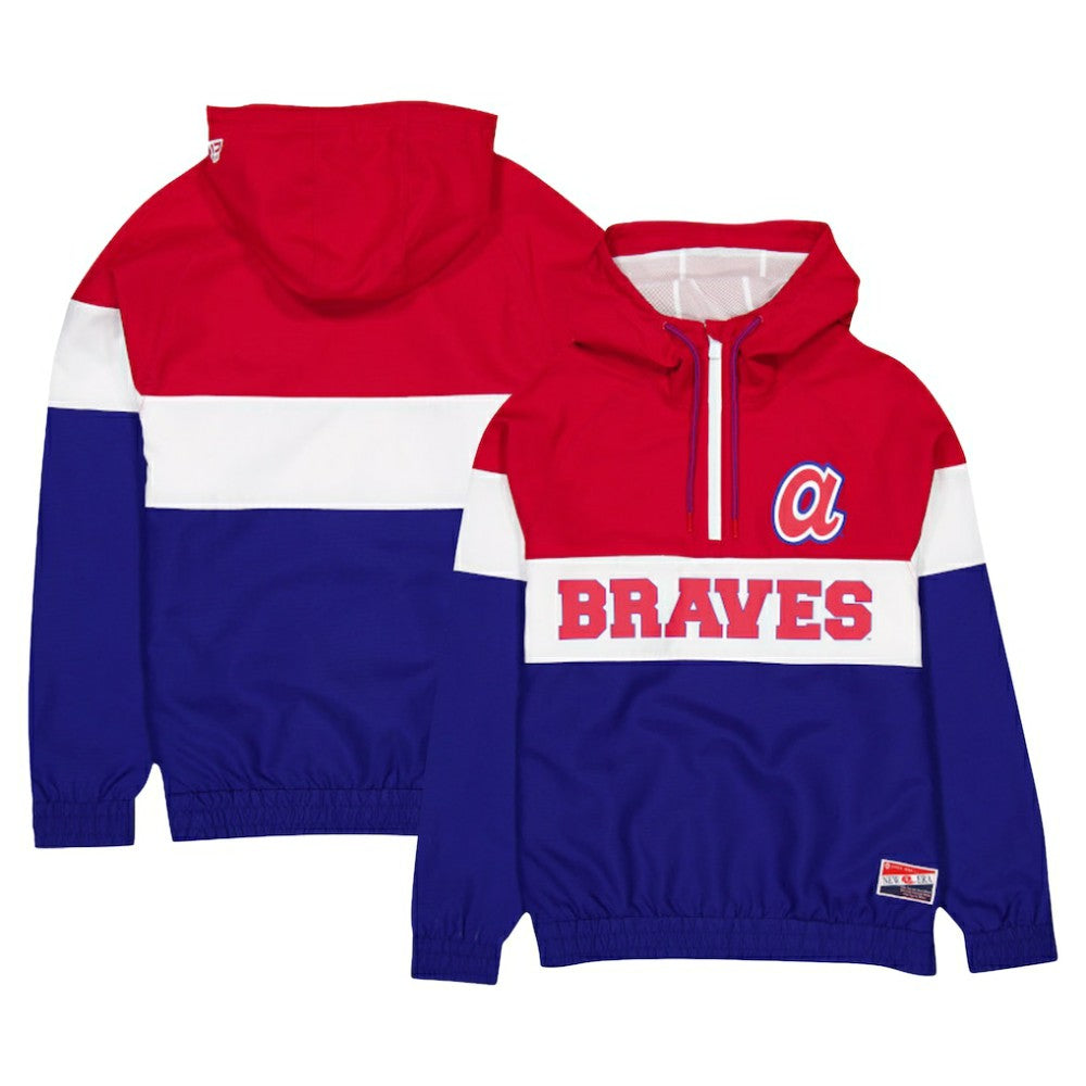 Atlanta Braves Ripstop Raglan Quarter-Zip Hoodie Windbreaker Jacket - Blue | New Era