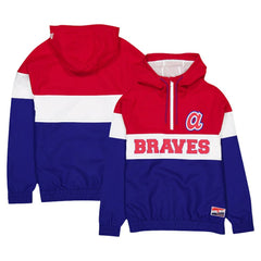 Atlanta Braves Ripstop Raglan Quarter-Zip Hoodie Windbreaker Jacket - Blue | New Era