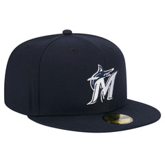 Miami Marlins White Logo 59FIFTY Fitted Hat - Navy | New Era
