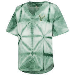 Milwaukee Bucks G-III 4Her by Carl Banks Women's Tournament Raglan Oversized Tie-Dye V-Neck T-Shirt - Hunter Green discount