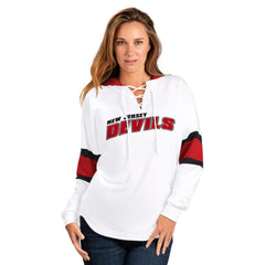 New Jersey Devils G-III 4Her by Carl Banks Women's Goal Zone Long Sleeve Lace-Up Hoodie T-Shirt