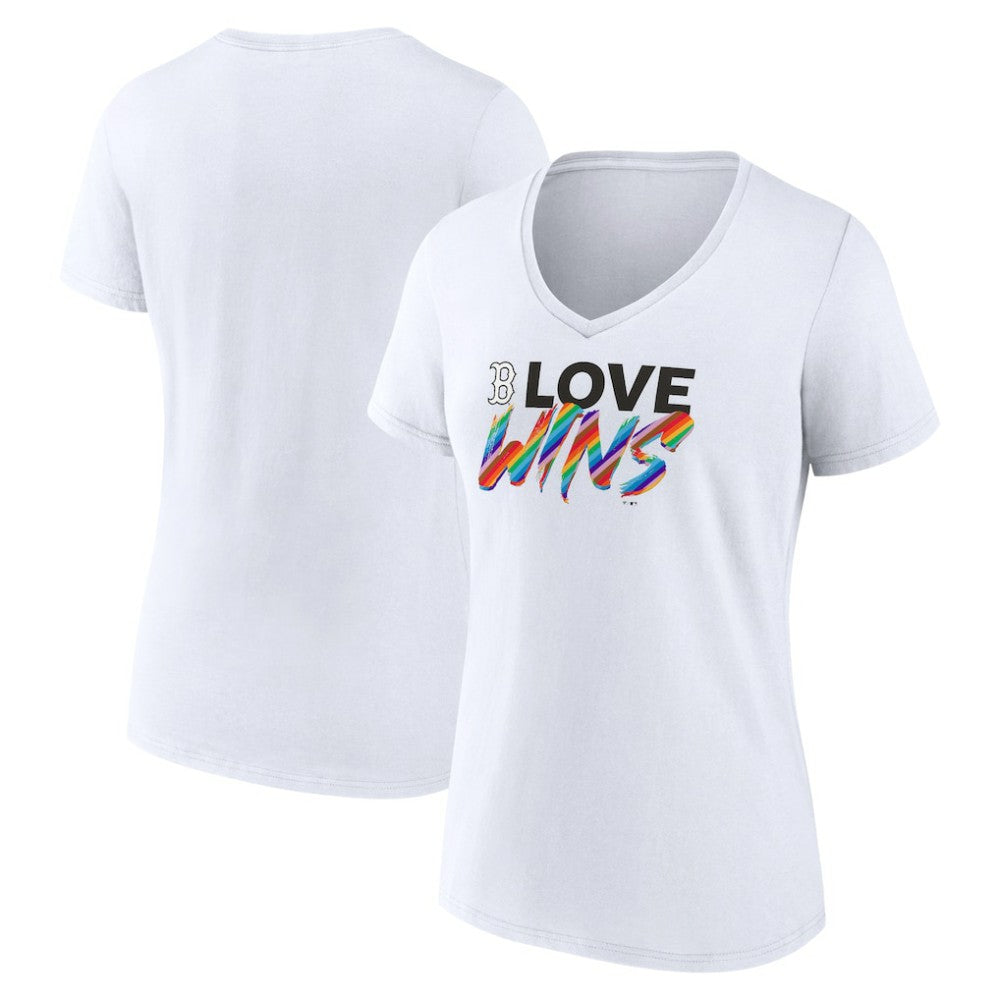 Boston Red Sox Women's Love Wins V-Neck T-Shirt - White