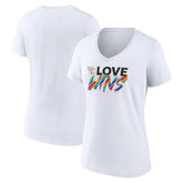 Cleveland Guardians Women's Love Wins V-Neck T-Shirt - White