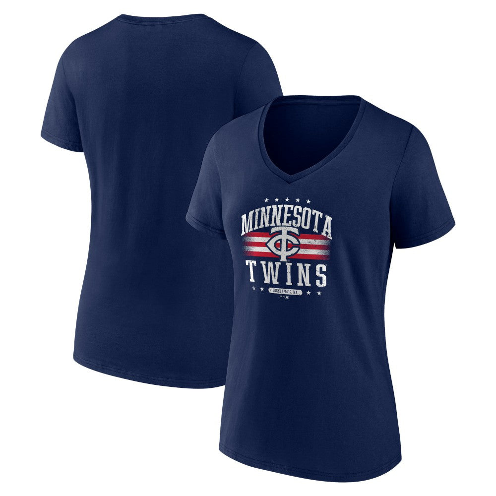 Minnesota Twins Women's Americana Team V-Neck T-Shirt - Navy