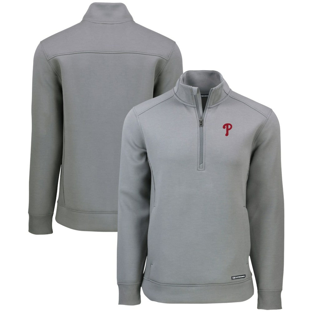 Philadelphia Phillies Cutter & Buck Roam Eco Recycled Quarter-Zip Pullover - Gray