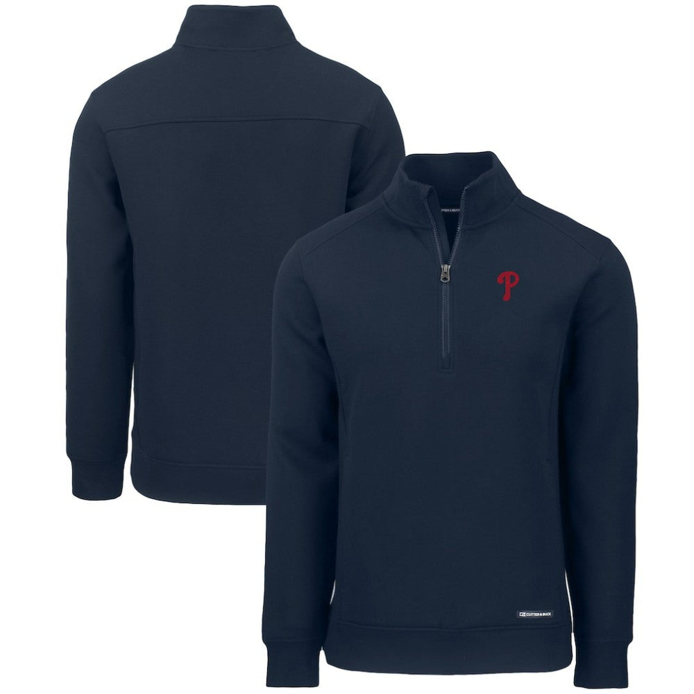 Philadelphia Phillies Cutter & Buck Roam Eco Recycled Quarter-Zip Pullover - Navy