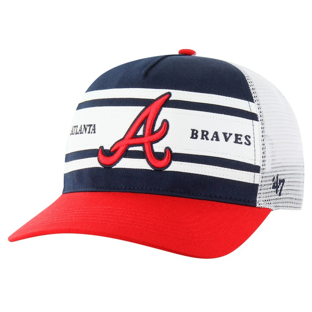 Atlanta Braves Gridiron Super Stripe Relaxed Trucker Hitch Adjustable Hat - Navy | 47 brand