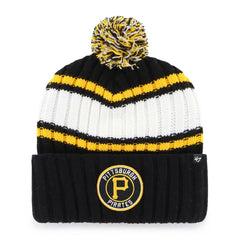 Pittsburgh Pirates Plateau Cuffed Knit Hat with Pom - Black | 47 brand