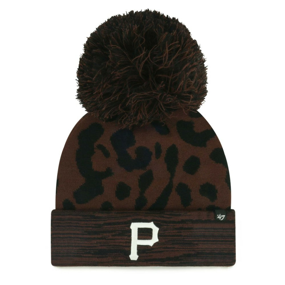 Pittsburgh Pirates Women's Rosette Cuffed Knit Hat with Pom - Brown | 47 brand