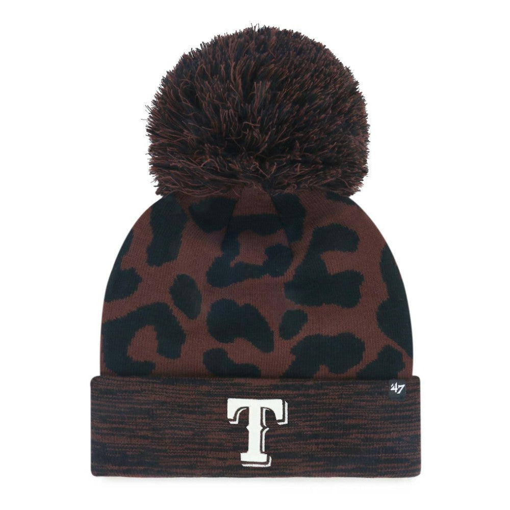 Texas Rangers Women's Rosette Cuffed Knit Hat with Pom - Brown | 47 brand