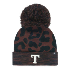 Texas Rangers Women's Rosette Cuffed Knit Hat with Pom - Brown | 47 brand