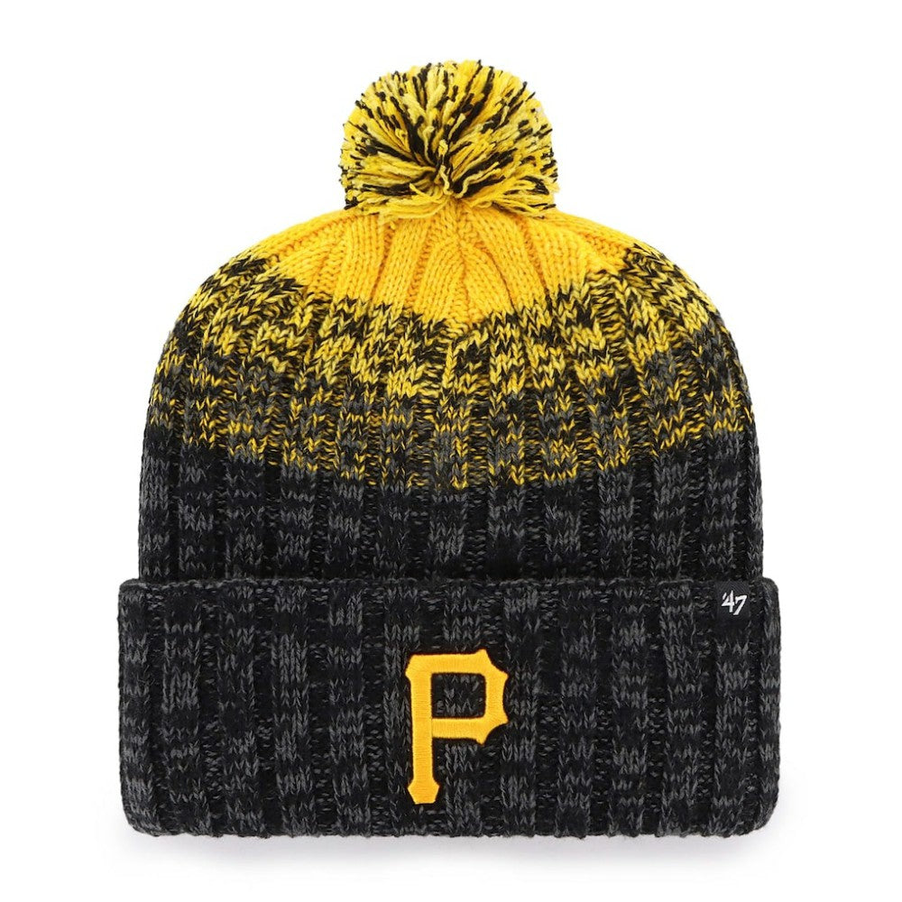 Pittsburgh Pirates Youth Cascade Cuffed Knit Hat with Pom - Black | 47 brand