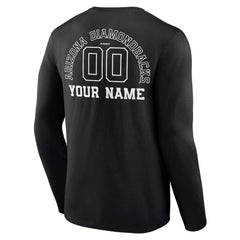 Arizona Diamondbacks Monochrome Personalized Name & Number Long Sleeve T-Shirt - Black