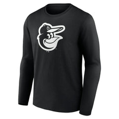 Baltimore Orioles Monochrome Personalized Name & Number Long Sleeve T-Shirt - Black