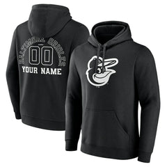 Baltimore Orioles Monochrome Personalized Name & Number Pullover Hoodie - Black