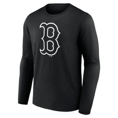 Boston Red Sox Monochrome Personalized Name & Number Long Sleeve T-Shirt - Black