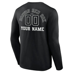 Boston Red Sox Monochrome Personalized Name & Number Long Sleeve T-Shirt - Black