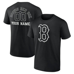 Boston Red Sox Monochrome Personalized Name & Number T-Shirt - Black