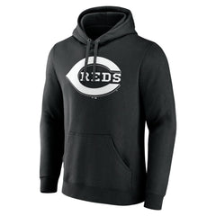 Cincinnati Reds Monochrome Personalized Name & Number Pullover Hoodie - Black
