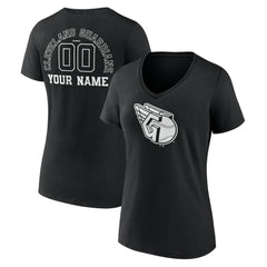 Cleveland Guardians Women's Monochrome Personalized Name & Number V-Neck T-Shirt - Black