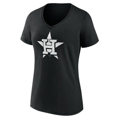 Houston Astros Women's Monochrome Personalized Name & Number V-Neck T-Shirt - Black