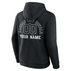 Kansas City Royals Monochrome Personalized Name & Number Pullover Hoodie - Black